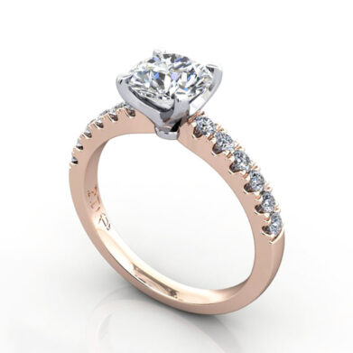Thumb Round Brilliant Solitaire Accent Diamond Ring Rose Gold RSA4 3D