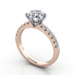 Thumb Round Brilliant Solitaire Accent Diamond Ring Rose Gold RSA6 3D