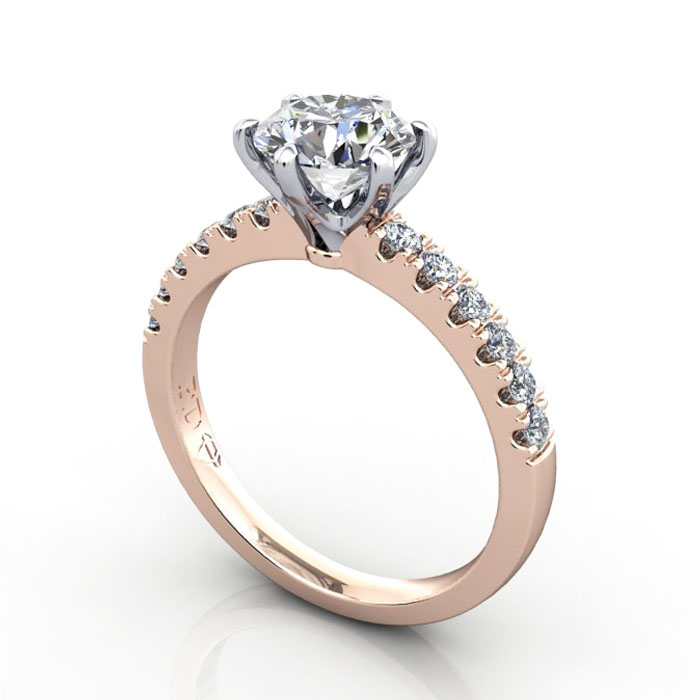 Thumb Round Brilliant Solitaire Accent Diamond Ring Rose Gold RSA6 3D