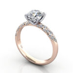 Thumb Round Brilliant Solitaire Accent Diamond Ring Rose Gold RSA7 3D
