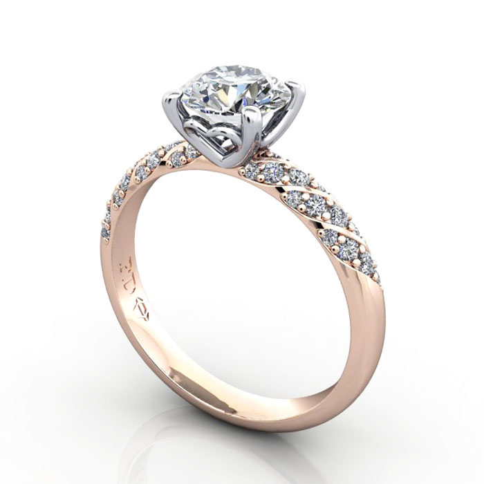 Thumb Round Brilliant Solitaire Accent Diamond Ring Rose Gold RSA7 3D