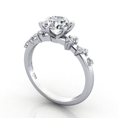 Thumb Round Brilliant Solitaire Accent Diamond Ring White Gold RSA11 3D