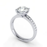 Thumb Round Brilliant Solitaire Accent Diamond Ring White Gold RSA13