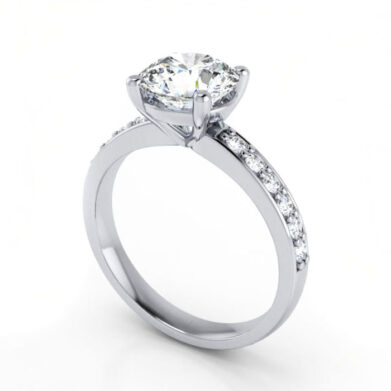 Thumb Round Brilliant Solitaire Accent Diamond Ring White Gold RSA14