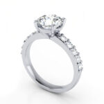 Thumb Round Brilliant Solitaire Accent Diamond Ring White Gold RSA15