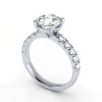 Thumb Round Brilliant Solitaire Accent Diamond Ring White Gold RSA16