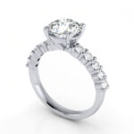 Thumb Round Brilliant Solitaire Accent Diamond Ring White Gold RSA18