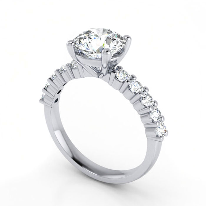 Thumb Round Brilliant Solitaire Accent Diamond Ring White Gold RSA18
