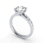 Thumb Round Brilliant Solitaire Accent Diamond Ring White Gold RSA19