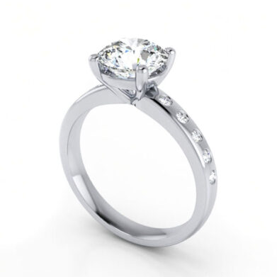 Thumb Round Brilliant Solitaire Accent Diamond Ring White Gold RSA19