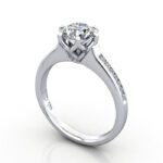 Thumb Round Brilliant Solitaire Accent Diamond Ring White Gold RSA3 3D