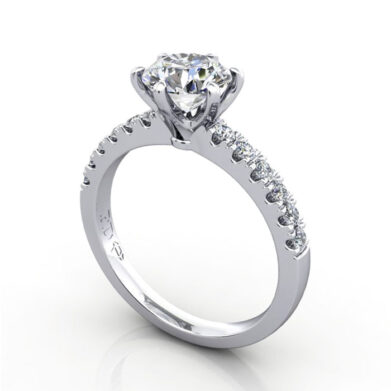 Thumb Round Brilliant Solitaire Accent Diamond Ring White Gold RSA6 3D