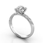 Thumb Round Brilliant Solitaire Accent Diamond Ring White Gold RSA7 3D