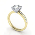 Thumb Round Brilliant Solitaire Accent Diamond Ring Yellow Gold RSA13