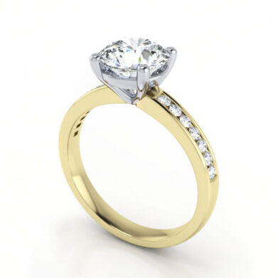 Thumb Round Brilliant Solitaire Accent Diamond Ring Yellow Gold RSA13