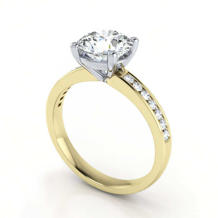 Thumb Round Brilliant Solitaire Accent Diamond Ring Yellow Gold RSA13