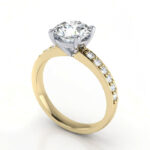 Thumb Round Brilliant Solitaire Accent Diamond Ring Yellow Gold RSA14