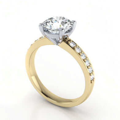 Thumb Round Brilliant Solitaire Accent Diamond Ring Yellow Gold RSA14