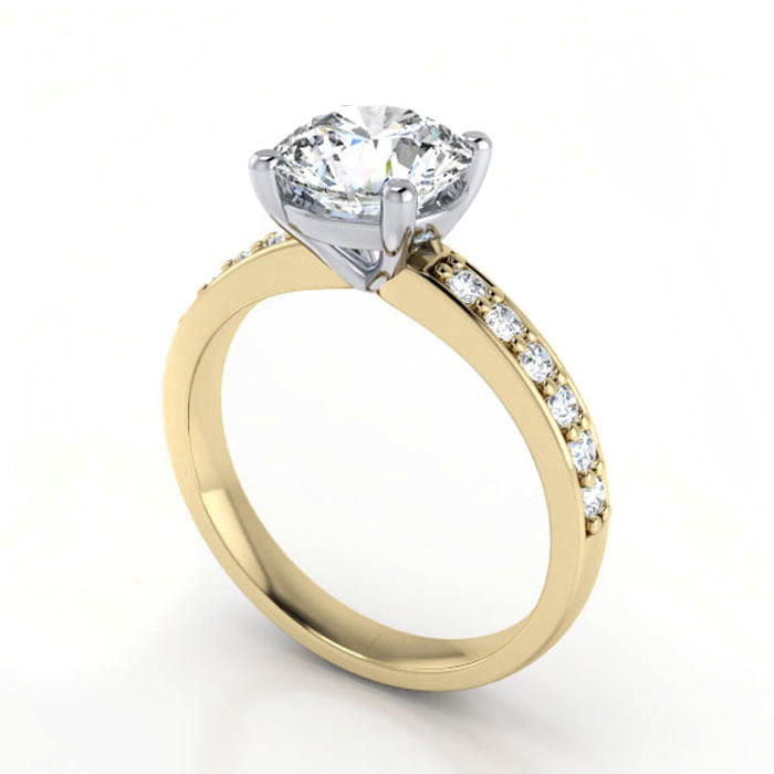 Thumb Round Brilliant Solitaire Accent Diamond Ring Yellow Gold RSA14