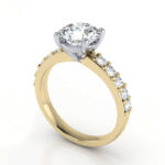 Thumb Round Brilliant Solitaire Accent Diamond Ring Yellow Gold RSA15