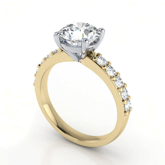Thumb Round Brilliant Solitaire Accent Diamond Ring Yellow Gold RSA15