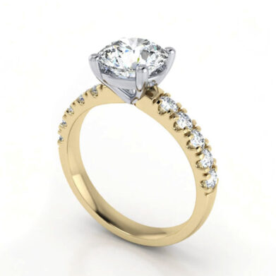 Thumb Round Brilliant Solitaire Accent Diamond Ring Yellow Gold RSA16