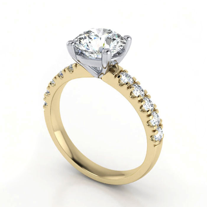 Thumb Round Brilliant Solitaire Accent Diamond Ring Yellow Gold RSA16