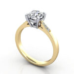 Thumb Round Brilliant Solitaire Accent Diamond Ring Yellow Gold RSA17 3D