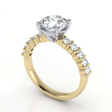 Thumb Round Brilliant Solitaire Accent Diamond Ring Yellow Gold RSA18