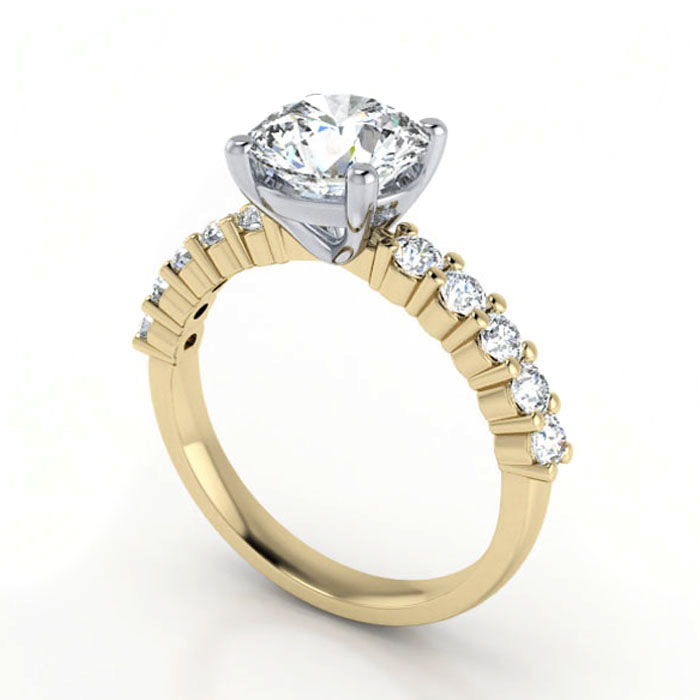Thumb Round Brilliant Solitaire Accent Diamond Ring Yellow Gold RSA18