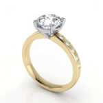 Thumb Round Brilliant Solitaire Accent Diamond Ring Yellow Gold RSA19