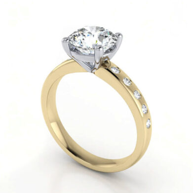 Thumb Round Brilliant Solitaire Accent Diamond Ring Yellow Gold RSA19