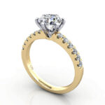 Thumb Round Brilliant Solitaire Accent Diamond Ring Yellow Gold RSA6 3D