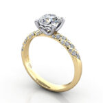 Thumb Round Brilliant Solitaire Accent Diamond Ring Yellow Gold RSA7 3D