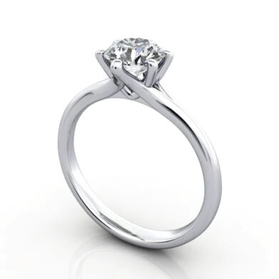 Thumb Round Brilliant Solitaire Diamond Ring Platinum RS13 3D