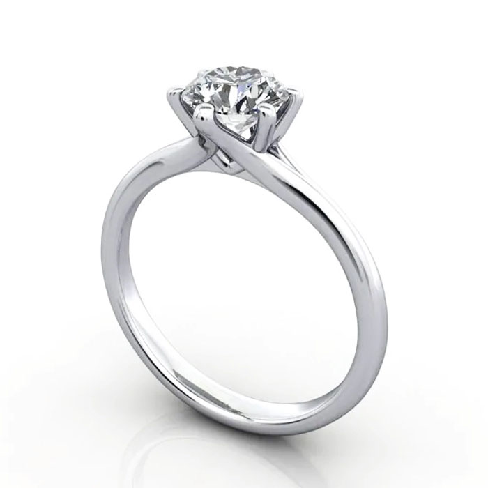 Thumb Round Brilliant Solitaire Diamond Ring Platinum RS13 3D