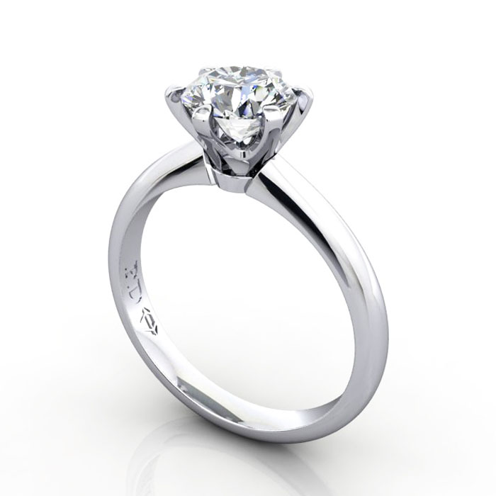 Thumb Round Brilliant Solitaire Diamond Ring Platinum RS18 3D