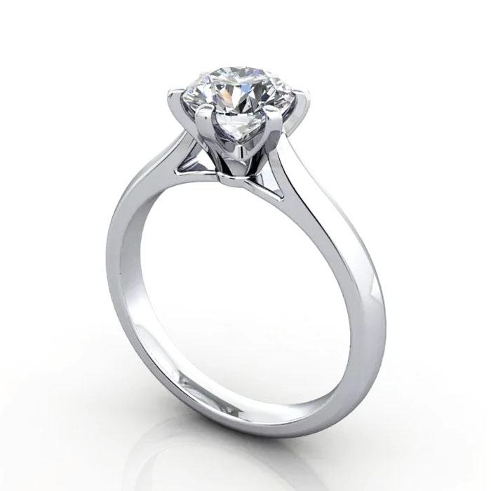 Thumb Round Brilliant Solitaire Diamond Ring Platinum RS21 3D