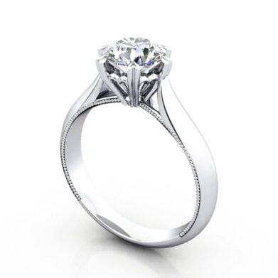 Thumb Round Brilliant Solitaire Diamond Ring Platinum RS25 3D