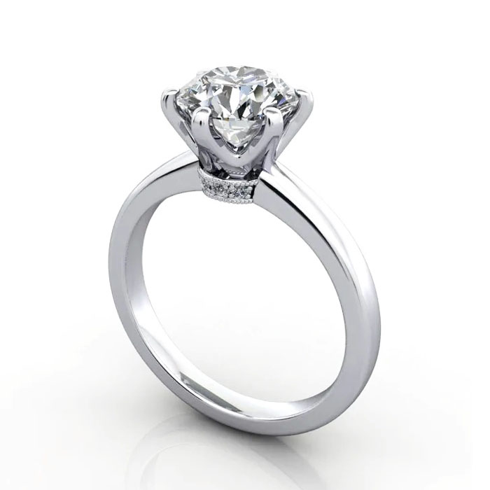 Thumb Round Brilliant Solitaire Diamond Ring Platinum RS26 3D