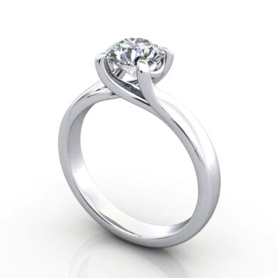 Thumb Round Brilliant Solitaire Diamond Ring Platinum RS29 3D