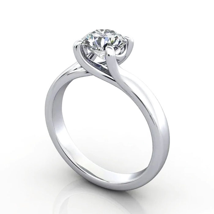 Thumb Round Brilliant Solitaire Diamond Ring Platinum RS29 3D