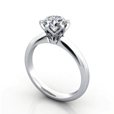 Thumb Round Brilliant Solitaire Diamond Ring Platinum RS32 3D