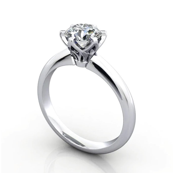 Thumb Round Brilliant Solitaire Diamond Ring Platinum RS32 3D