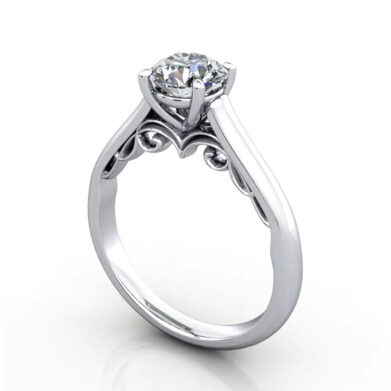 Thumb Round Brilliant Solitaire Diamond Ring Platinum RS35 3D