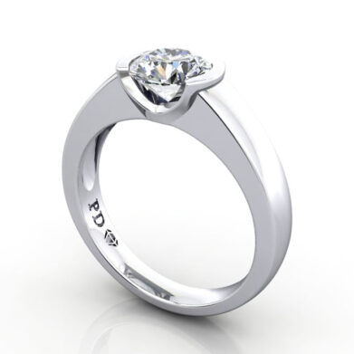 Thumb Round Brilliant Solitaire Diamond Ring Platinum RS39 3D
