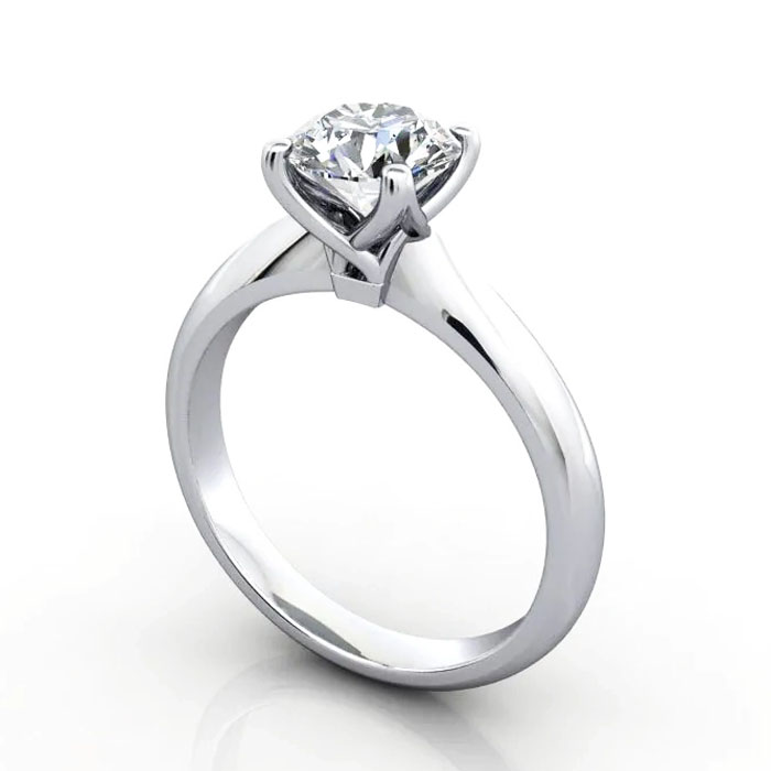 Thumb Round Brilliant Solitaire Diamond Ring Platinum RS43 3D