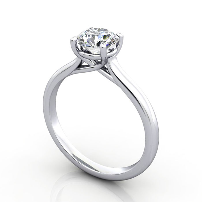 Thumb Round Brilliant Solitaire Diamond Ring Platinum RS44 3D