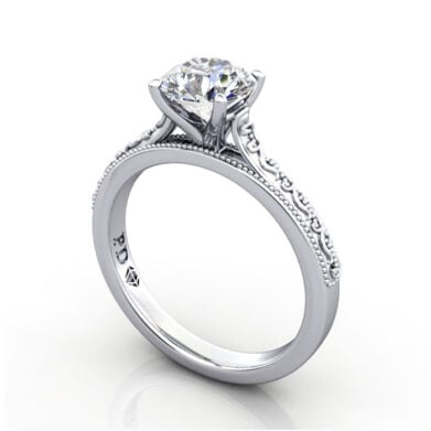 Thumb Round Brilliant Solitaire Diamond Ring Platinum RS50 3D