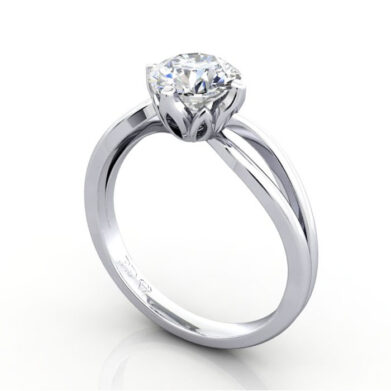 Thumb Round Brilliant Solitaire Diamond Ring Platinum RS8 3D